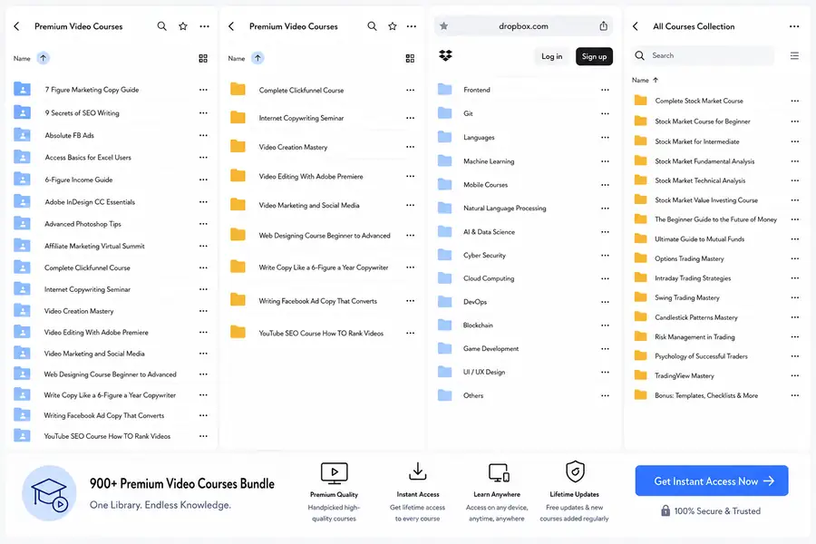 Real screenshot of the StackOS course library folder structure